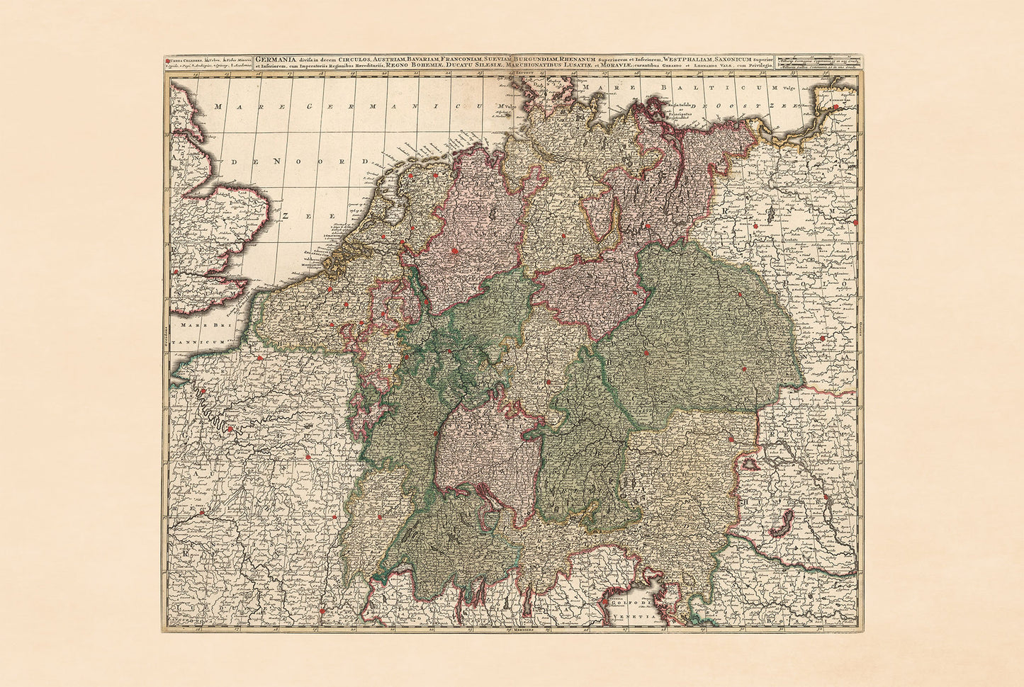 Sacro Romano Impero 1740 – Mappa storica dell'Europa centrale