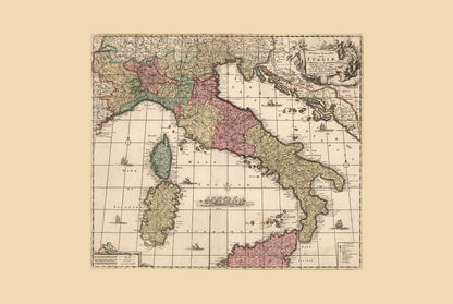 Péninsule italienne 1740 - Carte des États italiens pré-unification