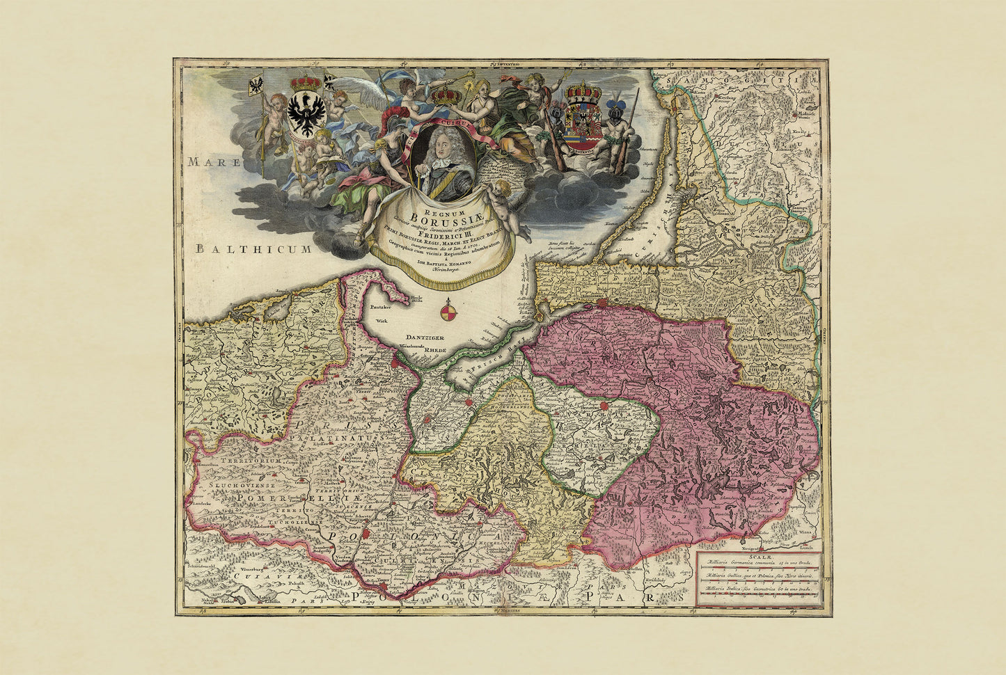 Kingdom of Prussia Map Poster (1701) - Homann Vintage Historical Wall Art