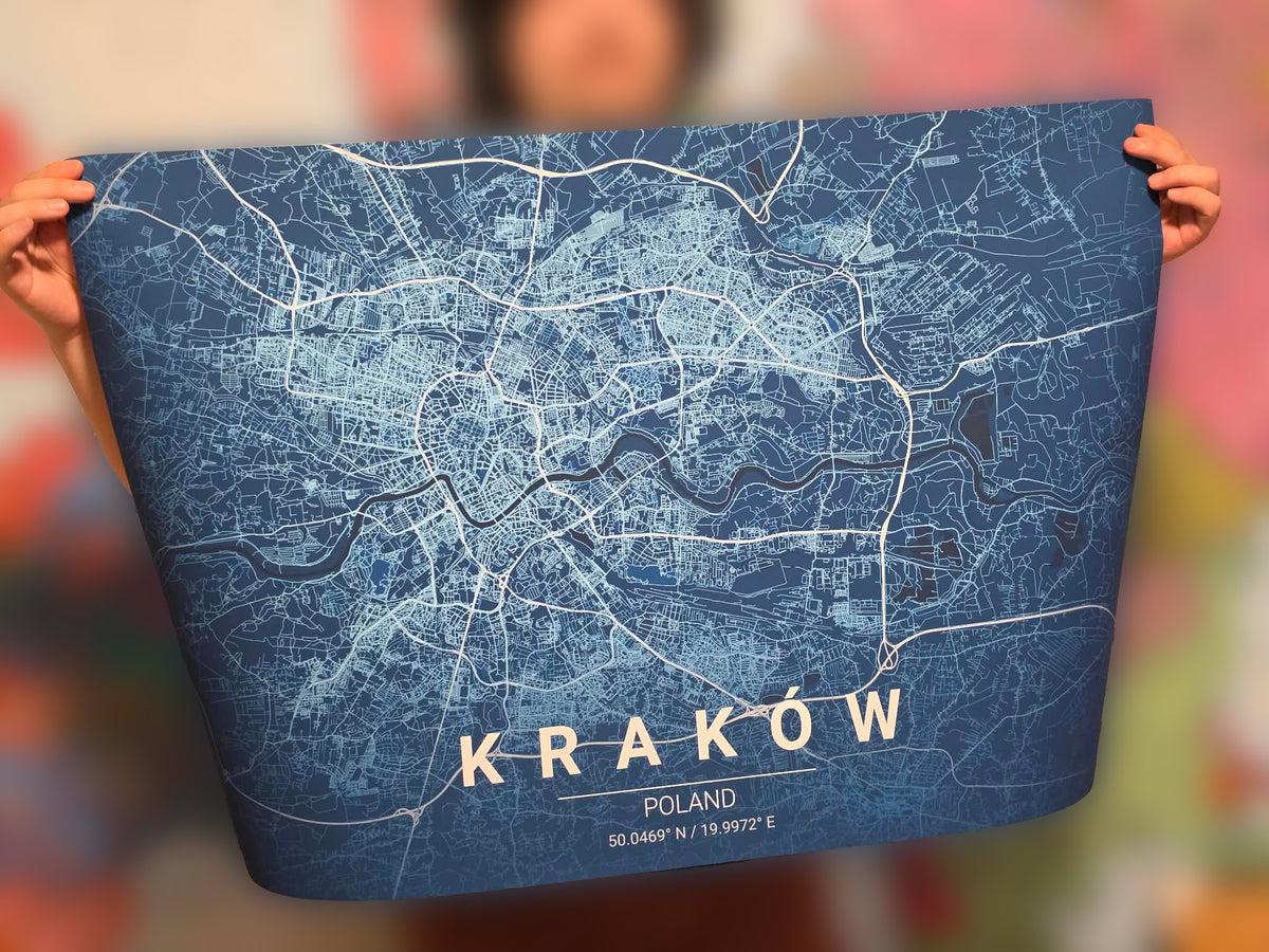 Mappa Blueprint di Cracovia - Arte da parete moderna delle strade della città