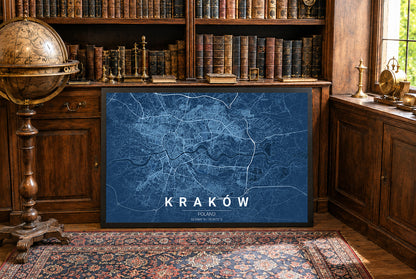 Mapa de plano de Cracovia - Arte de pared moderno de calles de la ciudad