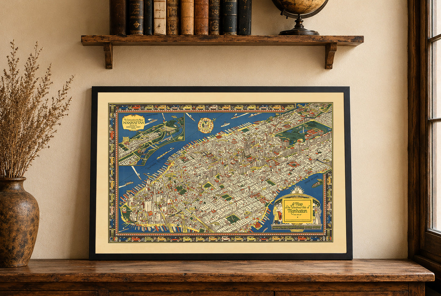 Manhattan Piktoriale Karte Poster (1926) – Vintage New York City Wandkunst