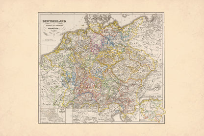 Medieval Germany 1275-1495 - Holy Roman Empire - Karl Spruner Historical Map Poster