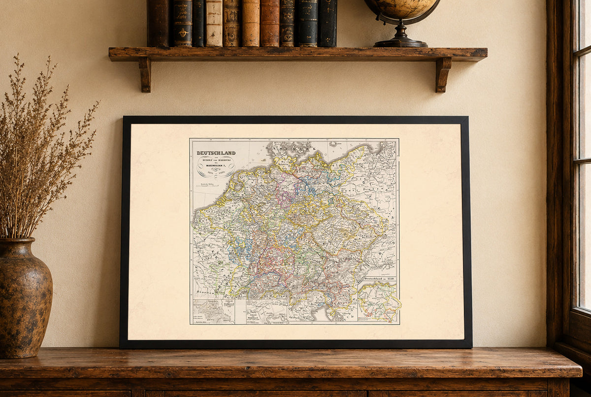 Medieval Germany 1275-1495 - Holy Roman Empire - Karl Spruner Historical Map Poster