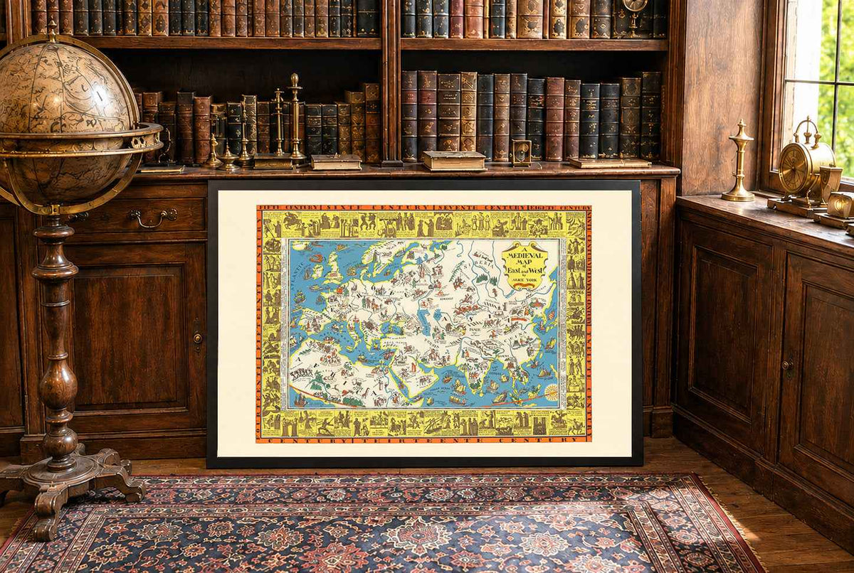 Medieval Map of East and West - Alice York & Edy Legrand - Historical Map Poster