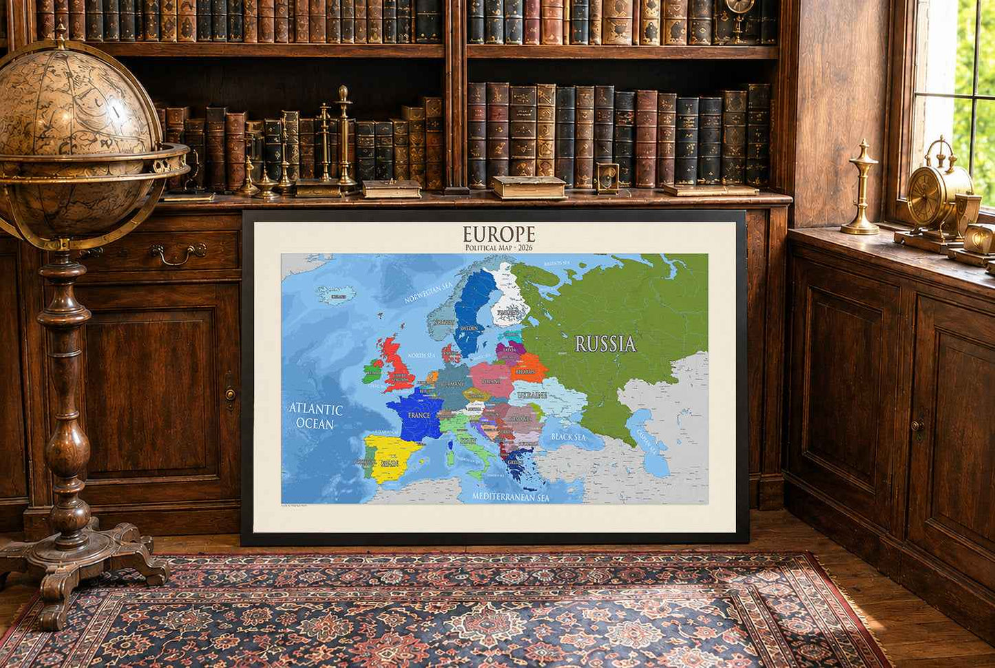 Moderne Europa Politische Karte Poster - Detaillierte Länder & Hauptstädte Wandkunst