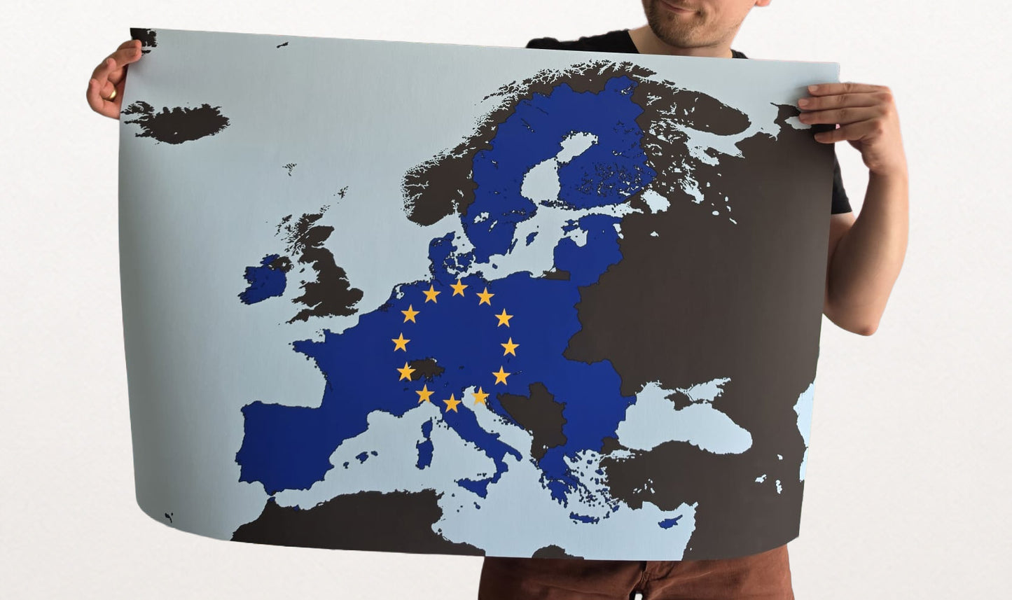 Mapa moderno de la Unión Europea impreso - Arte de pared con fronteras de países de la UE