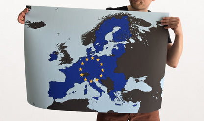 Mapa moderno de la Unión Europea impreso - Arte de pared con fronteras de países de la UE