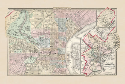 Philadelphia 1883 - Historical City Map Poster