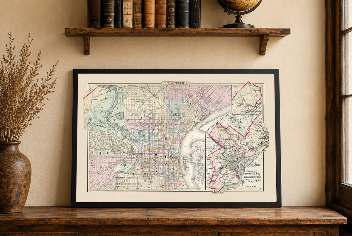 Philadelphia 1883 - Historical City Map Poster