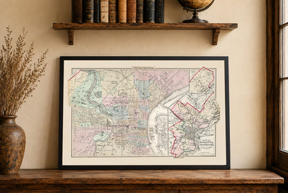 Philadelphia 1883 - Historical City Map Poster