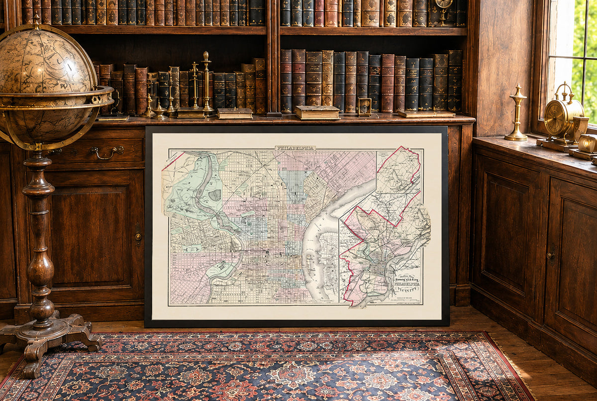 Philadelphia 1883 - Historical City Map Poster