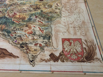 Polen Karte 1938 Druck - ‘Poloniae’ bildliche Karte von Tadeusz Lipski & Eliasz Kanarek | Vintage Weltausstellung Wandkunst