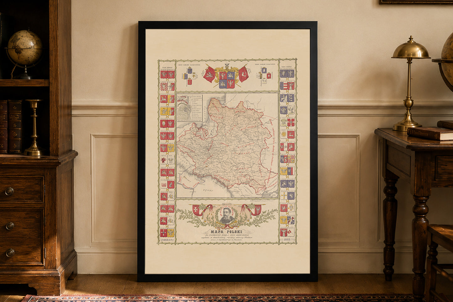 Poster Carte de la Pologne sous le Règne de Jan III Sobieski - Décoration Murale Vintage du XVIIe Siècle