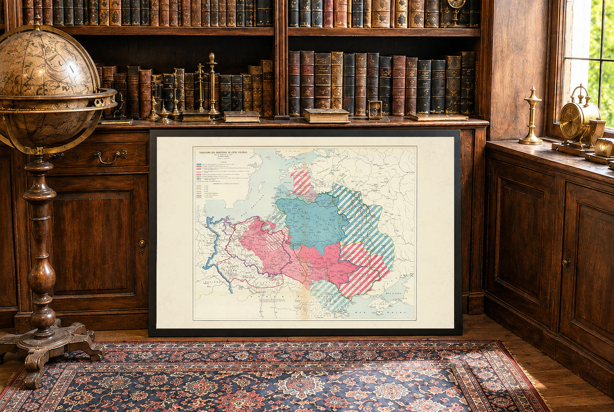 Poland’s Changing Borders 10th Century-1770 - Maurice Fallex Historical Map Poster