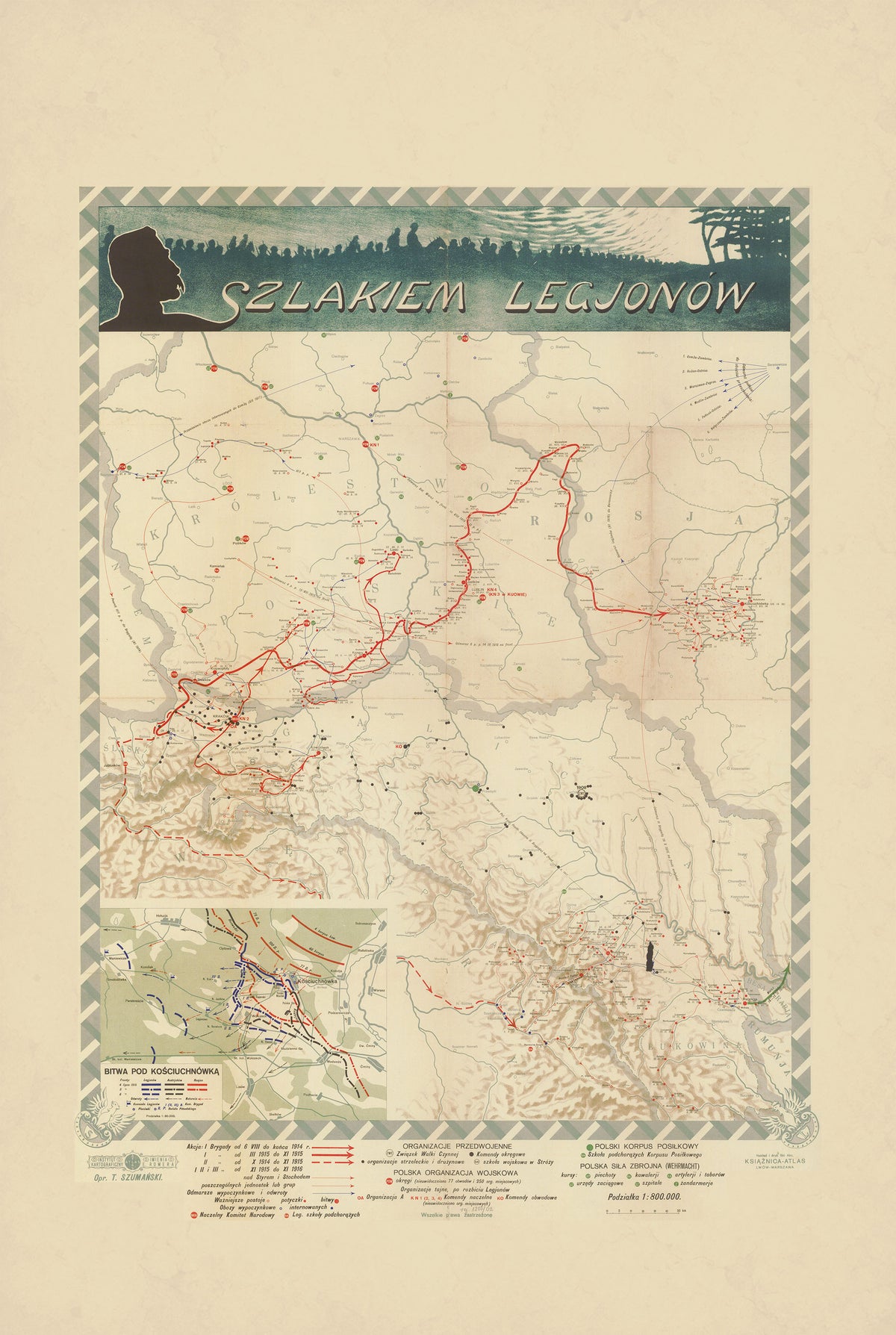 Polish Legions 1914-1917 - Szlakiem Legionów - WWI Historical Map Poster
