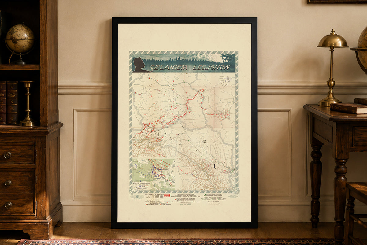 Polish Legions 1914-1917 - Szlakiem Legionów - WWI Historical Map Poster