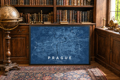 Prager Blueprint-Karte - Moderne Stadtstraßen-Wandkunst