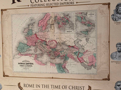 Roman Empire Collection - 3 Historical Maps in One Poster - Ancient Rome Map Set