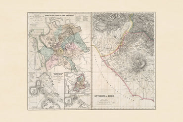 Rzym w Czasach Cesarstwa 1874 - Historyczna Mapa - Plakat