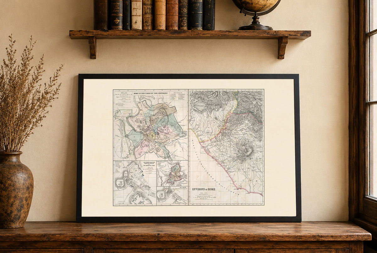 Rome à l’Époque des Empereurs 1874 – Affiche Carte Historique