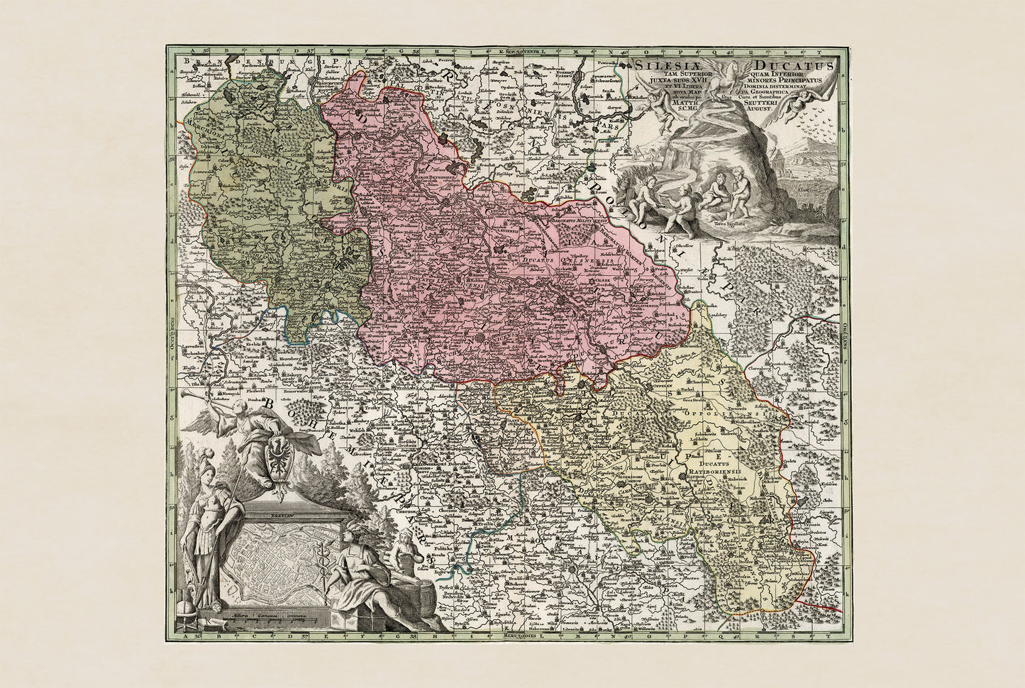 Silesia Historical Map Poster - Upper & Lower Silesia 18th Century Wall Art