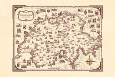 Poster Mappa Pittorica della Svizzera (1936) - Arte Murale Vintage Svizzera da Viaggio