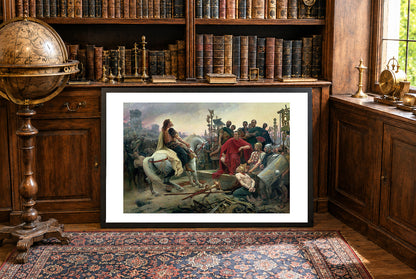 Vercingetorix Throws Down His Arms at the Feet of Caesar 1899 - Lionel Royer - Ancient Rome Historical Painting Poster