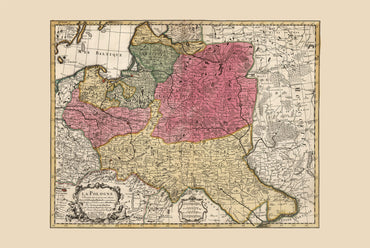 Mappa vintage del Commonwealth polacco-lituano 1740