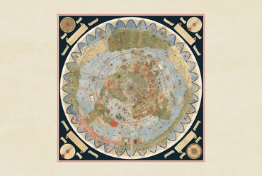 Atlante Mondiale Vintage (1587) – Decorazione Murale con Proiezione Polare Colorata a Mano