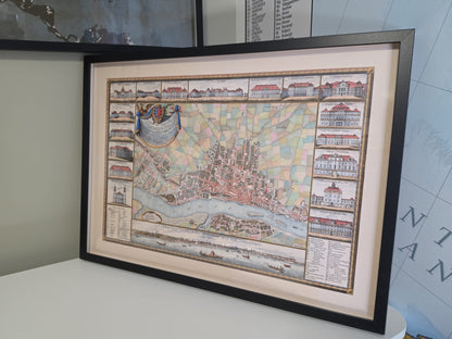 Warschau 1772 - Historische Karte der polnischen Hauptstadt mit wichtigen Palästen
