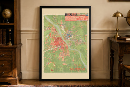 Warsaw 1949 Map Poster - World War II Destruction