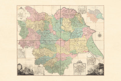 Yorkshire County Map Poster (1772) - Thomas Jefferys Vintage England Wall Art