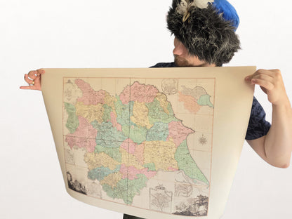 Poster mappa della contea di Yorkshire (1772) - Arte da parete vintage dell'Inghilterra di Thomas Jefferys
