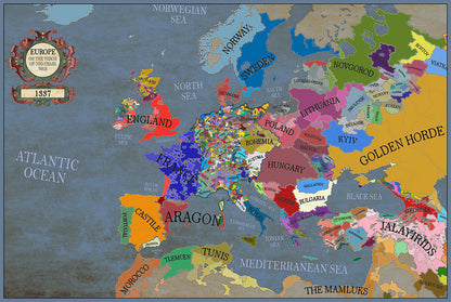 1337 Mappa dell'Europa alla vigilia della Guerra dei Cent'anni