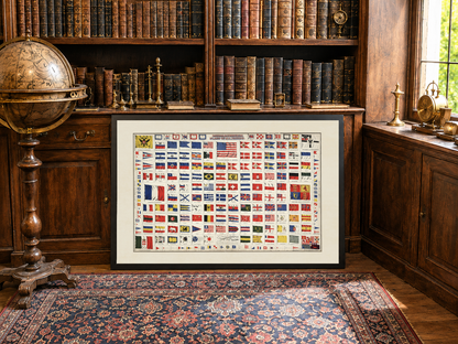 Póster de banderas del mundo (1874) - Arte de pared vintage de banderas nacionales y marítimas