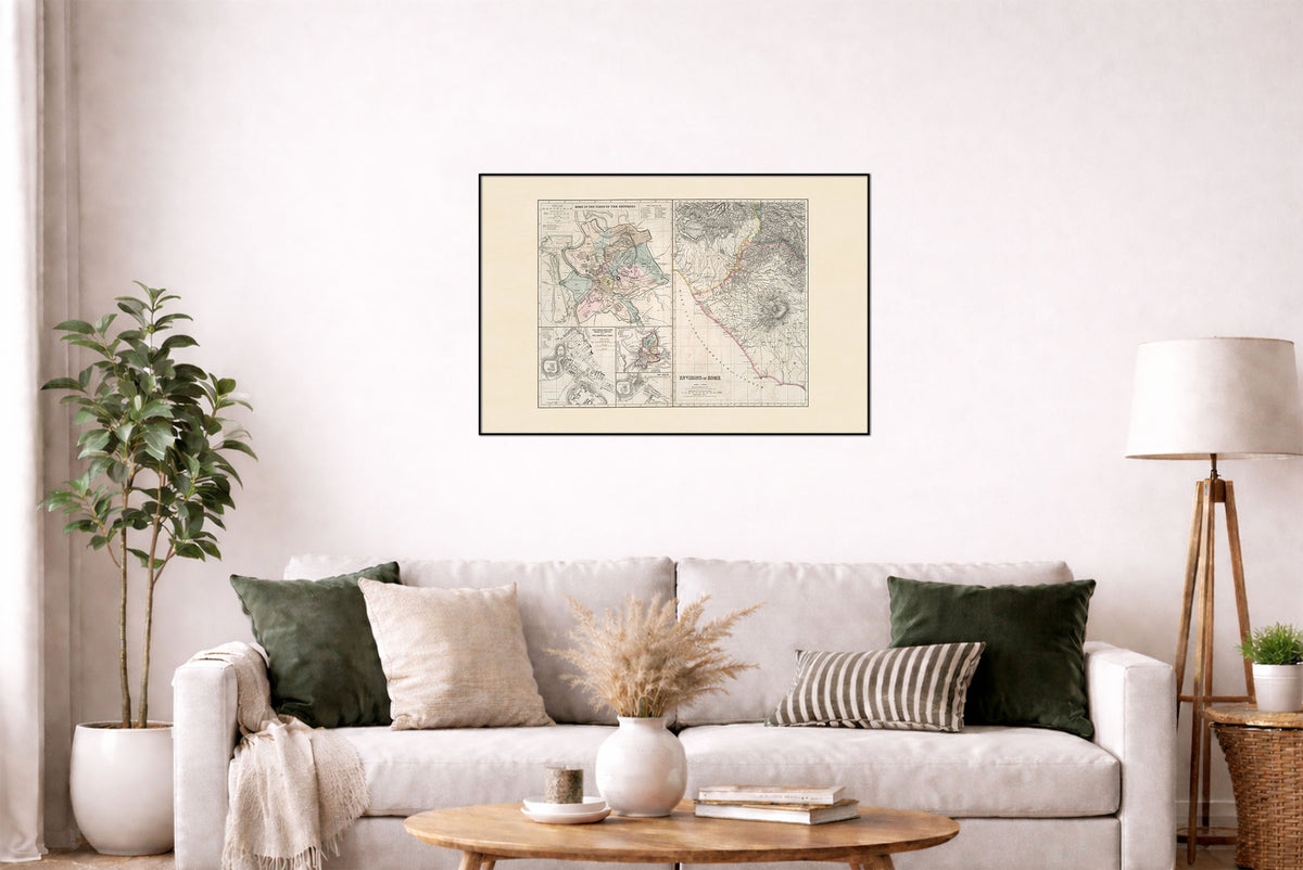Rome à l’Époque des Empereurs 1874 – Affiche Carte Historique