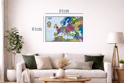 Stampa Mappa Europa 1444 - Mappa Politica Medievale Post-Varna