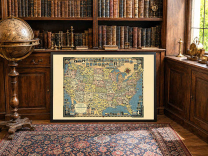 America the Wonderland Map Poster (1941) - Vintage USA Pictorial Wall Art