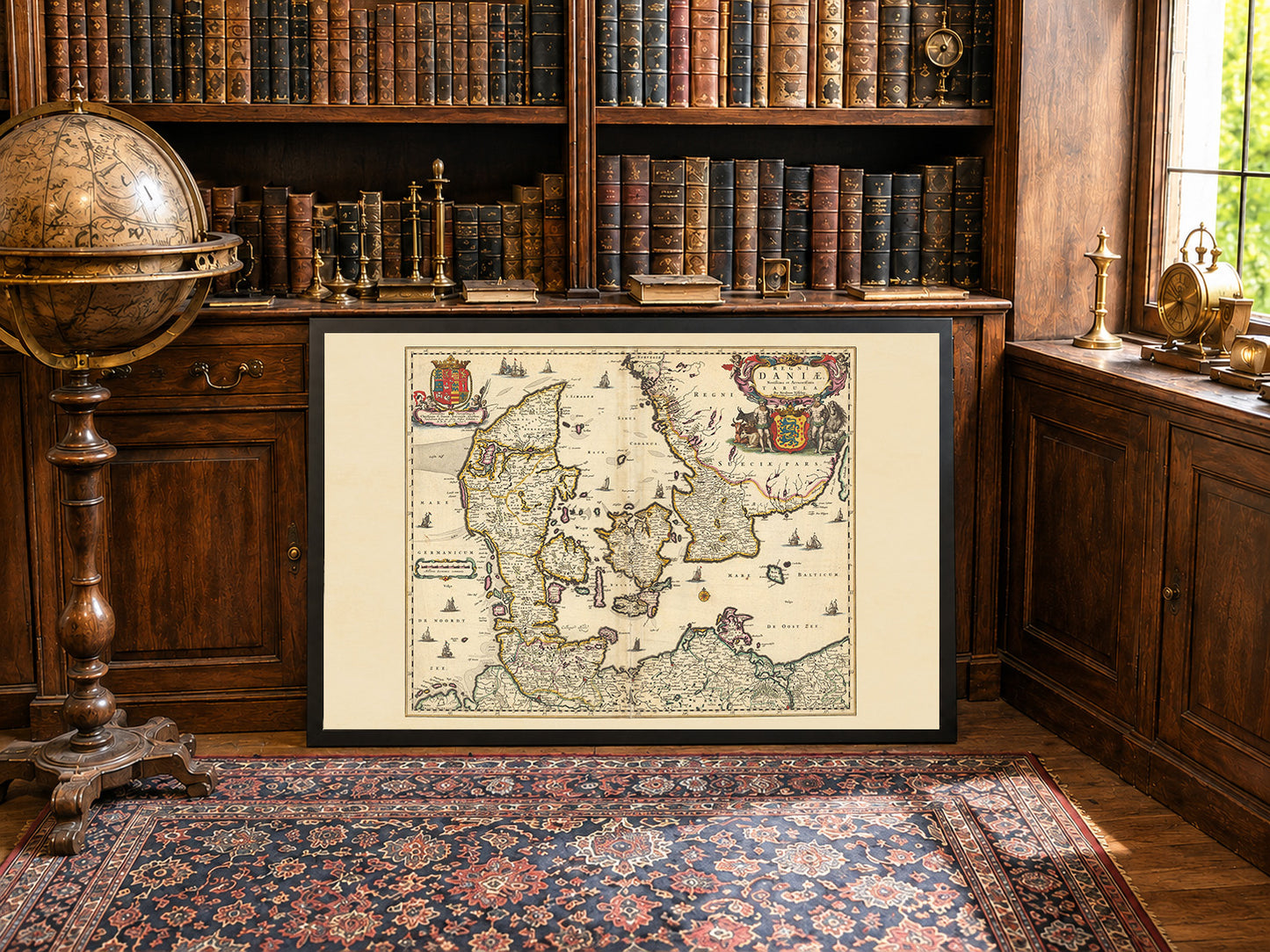 Stampa mappa Danimarca 1690 - Illustrazione dei confini storici del regno