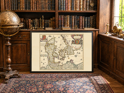 Stampa mappa Danimarca 1690 - Illustrazione dei confini storici del regno
