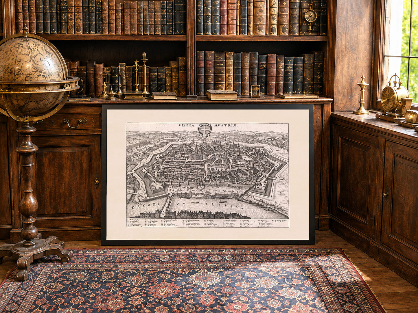 Mapa de Viena 1649 impreso por Matthäus Merian - Grabado vintage de la ciudad de Austria